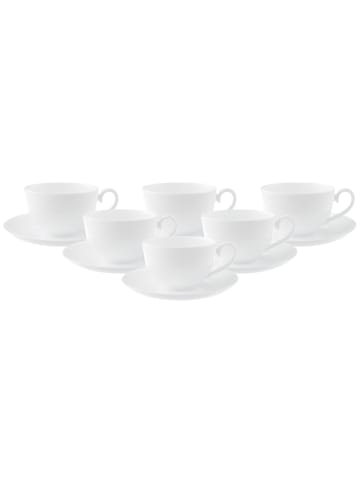 Villeroy & Boch 6er Set Café au Lait Tassen mit Untertassen Royal 400 ml in weiß