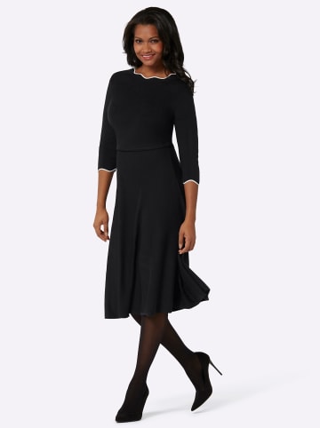 WITT WEIDEN Strickkleid in schwarz-champagner-gemustert