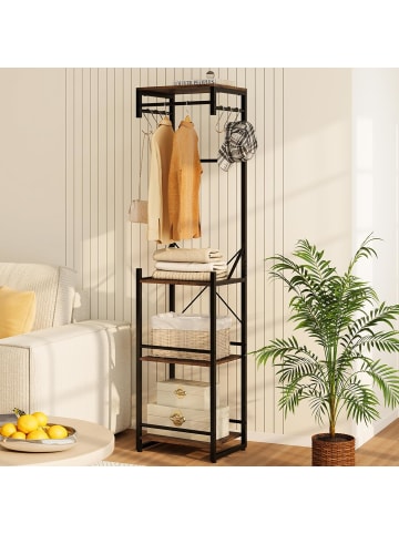 COSTWAY Garderobenständer Metall 40 x 30 x 162 cm in Braun