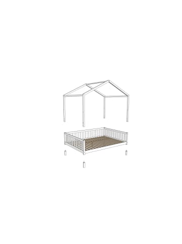58 aufm Kessel HAUSBETT Kapua 140x200 mit Bettschublade Kiefer Massivholz Natur