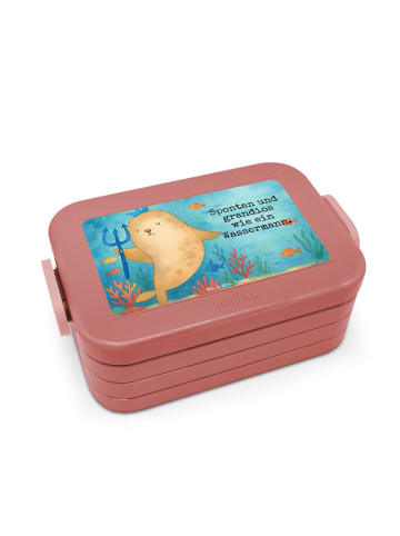 Mr. & Mrs. Panda Brotdose Sternzeichen Wassermann Design mit Spruch in Rot Pastell