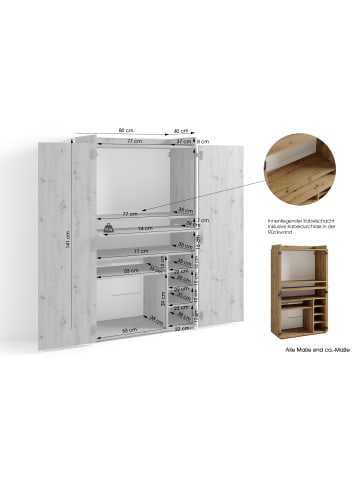 byLiving Sekretär JANNE in Artisan Eiche (Eiche-Optik) - B 80, H 141, T 40 cm