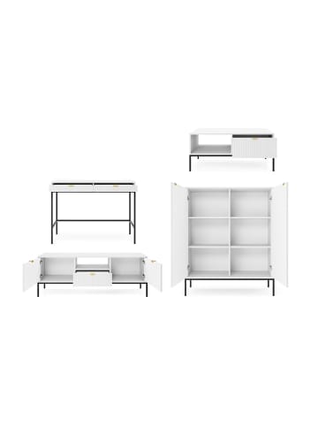 Feldmann-Wohnen Wohnzimmer-Set Nova Weiß / Schwarz 4-teilig