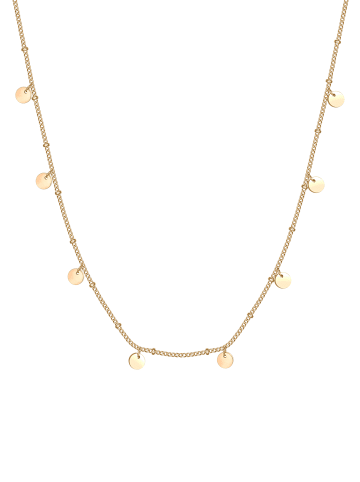 Hey Happiness Vergold. Kette mit Kreis Anhängern Edelstahl in Gold - (L) 43-48 cm