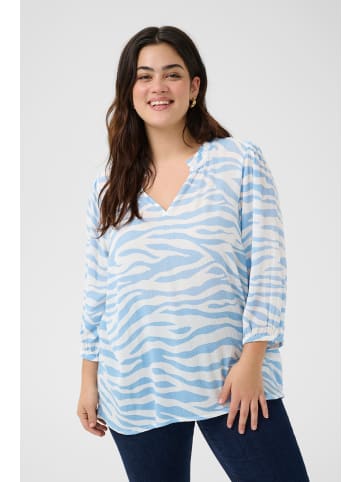 KAFFE curve Langarm-Bluse KCedina Regular fit in Soft Chambray / Chalk Graphic