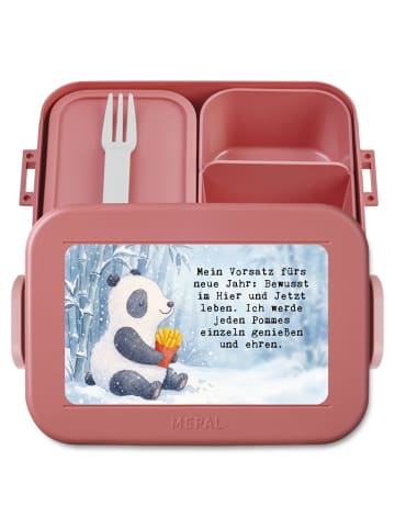 Mr. & Mrs. Panda Lunchbox Panda Winter Pommes Design mit Spruch in Rot Pastell