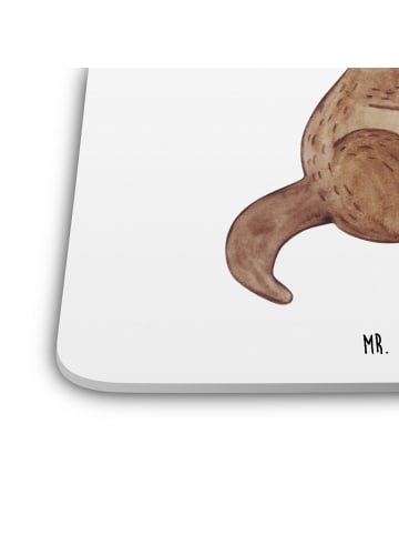 Mr. & Mrs. Panda Glasuntersetzer Otter Blumenstrauß ohne Spruch in Weiß