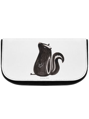 Mr. & Mrs. Panda Schminktasche Stinktier Sitzen ohne Spruch in Weiß