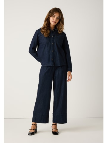 More & More weite Jeans, hoch geschnitten in dark blue denim