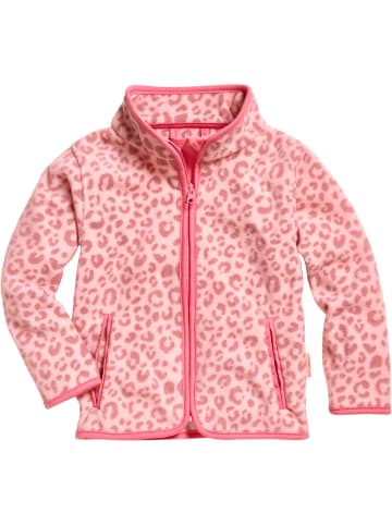 Playshoes Fleece-Jacke Leo-Print in Rosa