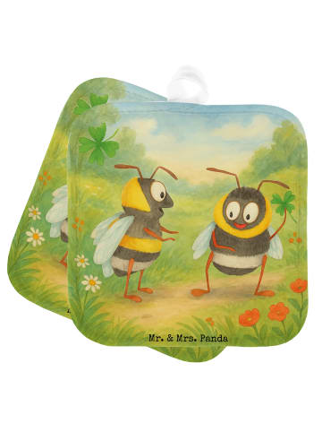 Mr. & Mrs. Panda Topflappen Bienen Paar Design ohne Spruch in Weiß