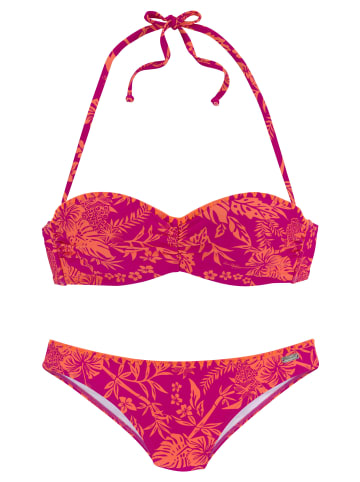 Venice Beach Bügel-Bandeau-Bikini in orange-pink bedruckt