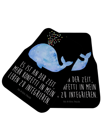 Mr. & Mrs. Panda Auto Fußmatte Wal Konfetti mit Spruch in Schwarz