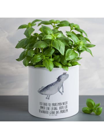 Mr. & Mrs. Panda Blumentopf Axolotl Schwimmen mit Spruch in Weiß