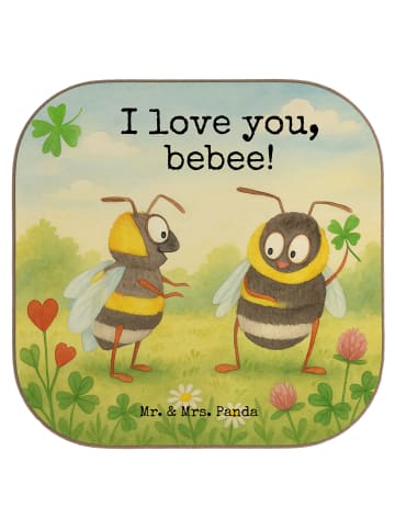 Mr. & Mrs. Panda Untersetzer Bienen Paar Design mit Spruch in Weiß