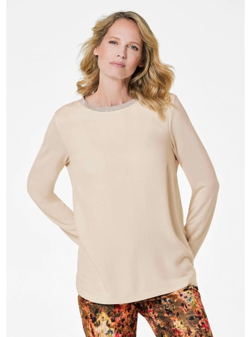 GOLDNER Kurzgröße:  Blusenshirt Schlichtes Langarmshirt mit Glanz in cremeweiß