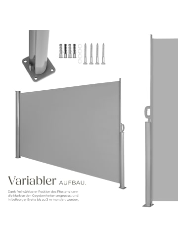 tectake Aluminium Seitenmarkise  160 x 300 cm, grau