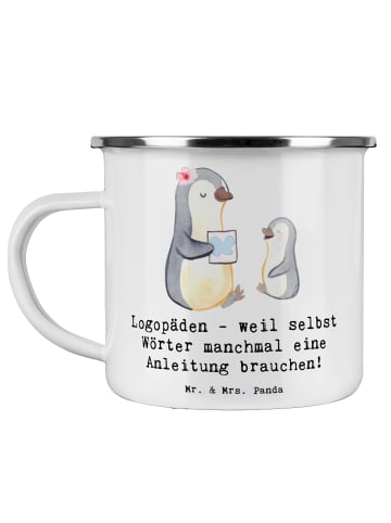 Mr. & Mrs. Panda Kaffeetasse Logopädin Helden mit Spruch in Weiß