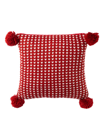 Creativ home Deko-Strick Stoff Kissen mit Pompoms