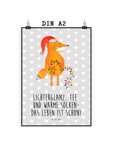 Mr. & Mrs. Panda Bild Fuchs Weihnachten mit Spruch in Grau Pastell