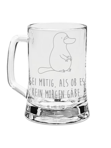 Mr. & Mrs. Panda Gravur Bierkrug Schnabeltier Mut mit Spruch in Transparent