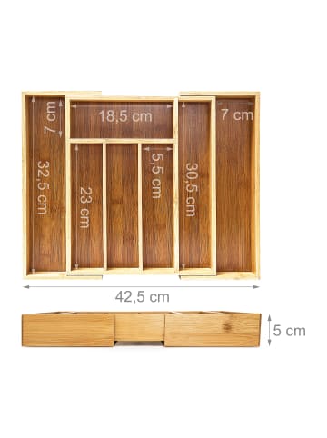 relaxdays Besteckkasten in Natur - (B)43 x (H)5 x (T)34 cm