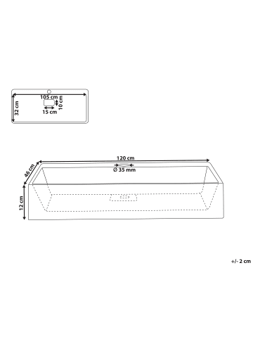 Beliani Waschbecken QUENKO in Schwarz - (W) 120 x (H) 12 x (L) 46 cm