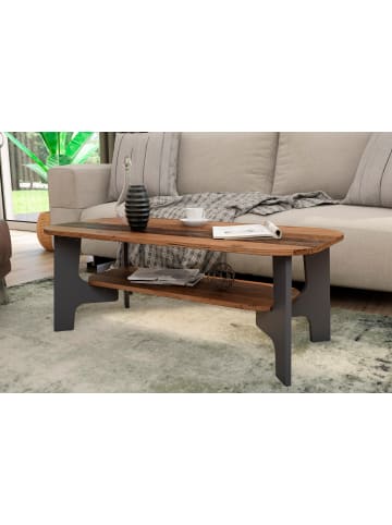 byLiving Couchtisch JONNY in Old Wood / Anthrazit - (B) 110 x (H) 42,5 x (T) 55 cm
