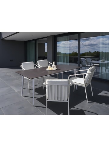 Beliani Esstisch TOLENTINO in Weiß/Grau - (W) 90 x (H) 75 x (L) 180 cm