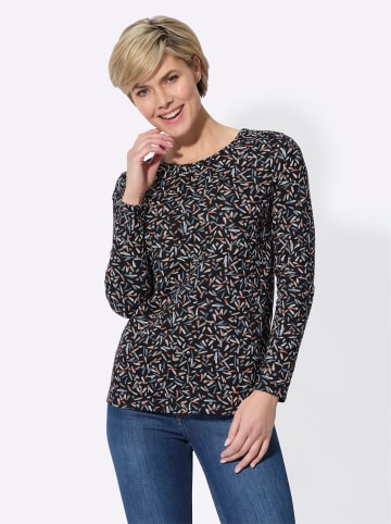 WITT WEIDEN Langarm-Shirt in schwarz-papaya-bedruckt