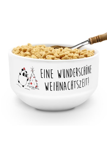 Mr. & Mrs. Panda Obstschale Panda Weihnachtszeit mit Spruch in Weiß
