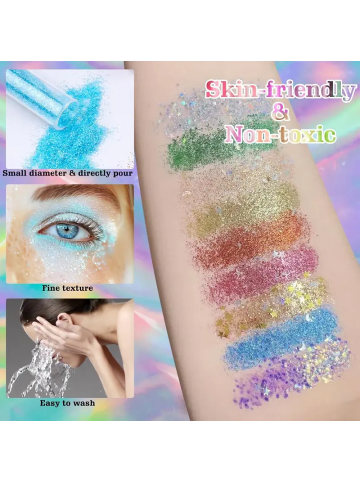 ARTNANAS Glitzerpulver Set 48 Farben – für Nägel, Gesicht, Haare, Deko  (je 5 g)