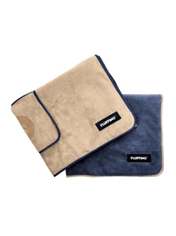 FLUFFINO Hundehandtuch Set 2-tlg. L beige/blau  Bunt