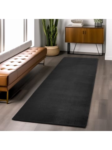 KADIMA DESIGN Teppich Kurzflor Unifarben Polyester Antirutsch Wohnzimmer in Schwarz