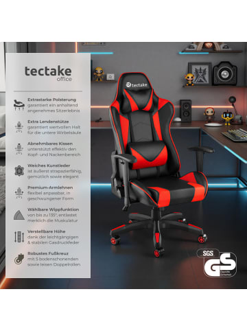 tectake Racing Gaming Stuhl Twink Belastbarkeit 120 kg, schwarz/rot