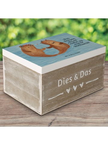 Mr. & Mrs. Panda Holzkiste Hochzeit Otter Design mit Spruch in Weiß