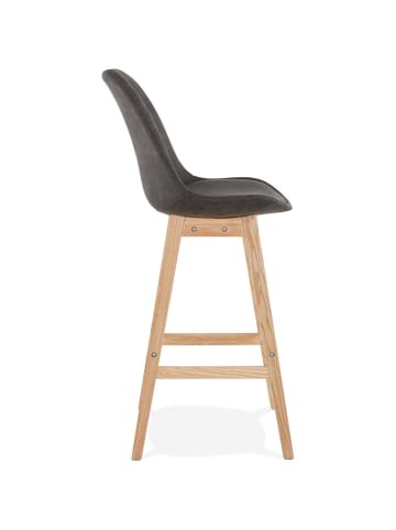 KADIMA DESIGN Barhocker Mikrofaser & Eichenholz, Rückenlehne in Anthrazit-Beige