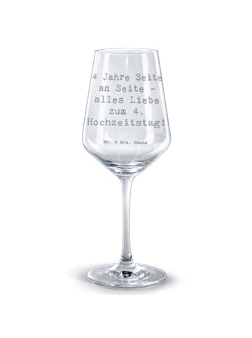 Mr. & Mrs. Panda Bordeauxglas Spruch 4. Hochzeitstag Seidenhochz... in Transparent