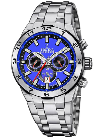 Festina Herren-Armbanduhr Chronograph Stahl/Blau