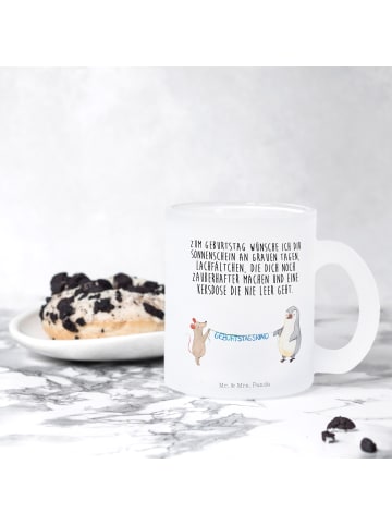 Mr. & Mrs. Panda Teetasse Maus Pinguin Geburtstag mit Spruch in Transparent