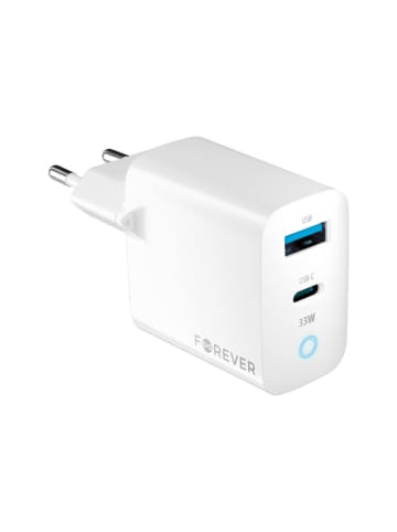 FOREVER Wandladegerät in Weiß PD, QC, Schnellladegerät USB Typ A, USB Typ in Weiß