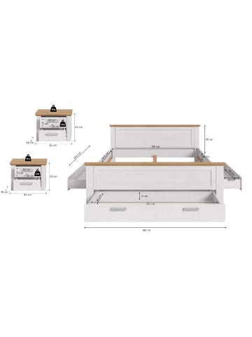ebuy24 Schlafzimmer-Set Verona (3-teilig) Lärche 301 x 209 cm