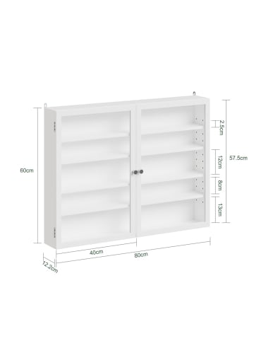 SoBuy Wandschrank in Mattweiß - (W) 12.2 x (H) 60 x (L) 80 cm