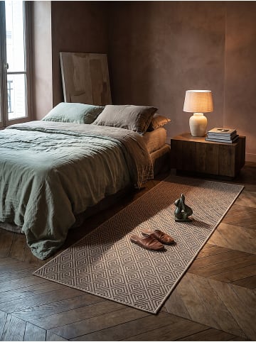 KADIMA DESIGN Läufer Karo flachgewebt pflegeleicht Wohnzimmer Flur Esszimmer in Natur