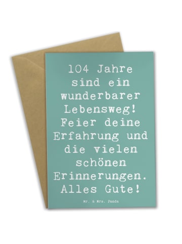 Mr. & Mrs. Panda Grußkarte Spruch 104. Geburtstag mit Spruch in Meeresbrise