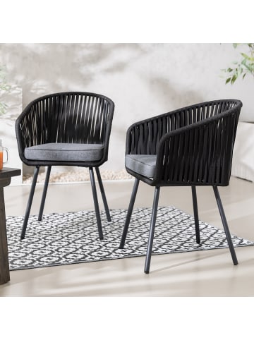 home24 Gartenstuhl NOXI 2er-Set in Schwarz