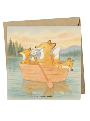 Mr. & Mrs. Panda Klappkarte Fuchs Kanufahren Design ohne Spruch in Weiß