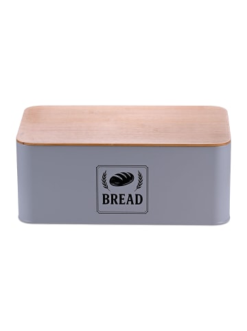 relaxdays Brotkasten in Grau - (B)33 x (H)13,5 x (T)19 cm