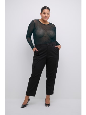 KAFFE curve Langarm-Bluse KCflocku Tight fit in Black Deep