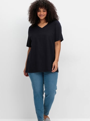 sheego V-Shirt in tiefblau